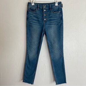 Button High Rise Skinny Jean